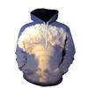 Mens Long Sleeve Hooded Sweatshirt With 3D Cloud Print Loose Fit Casual Pullover Fall