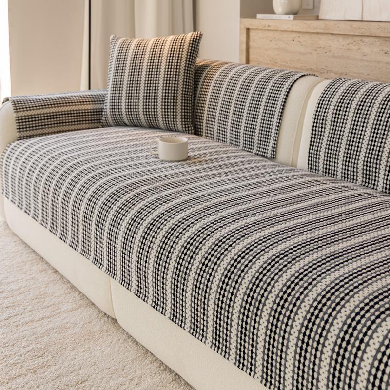 Nordische Chenille Sofaauflage Bezug für Wohnzimmer Alle Jahreszeiten Universeller Sofabezug Rutschfestes Couchtuch Schutz