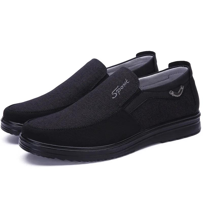 Size 50 Men Breathable Shoes Fashion Light Old Beijing Cloth Men's Slip on Flat Canvas Shoes Work Zapatillas Hombre