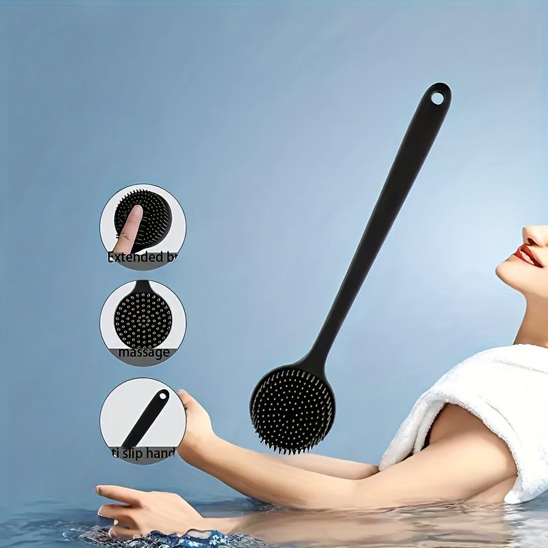 The Long-handed Silicone Bathing Brush In Line With Ergonomics -soft, Non -irritating Bristles, Deep Cleaning And Mild Massage, Sterile,Enhanced Soap