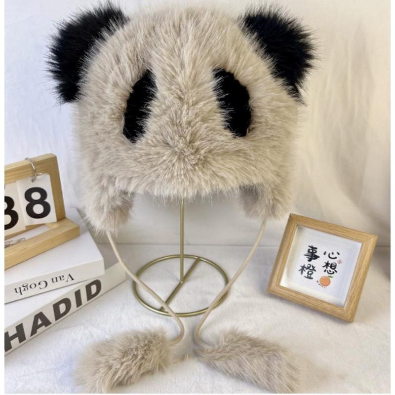 New Lovely Animals Panda Cartoon Plush Caps Concise Design Ladies Winter Warm Windproof Hats Fashion Versatile Women Cosplay Cap