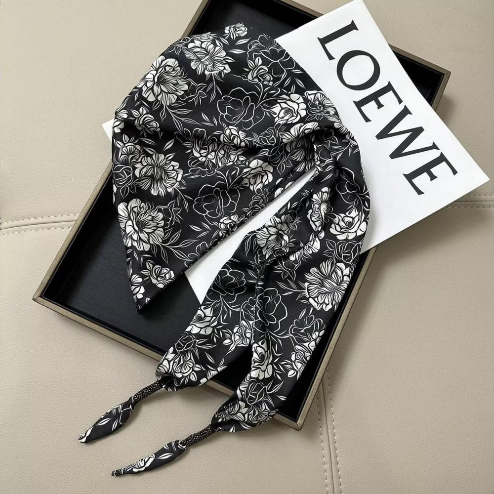 Elegant Black Striped Silk Tie Waist Triangle Scarf Belt - 2025 Collection