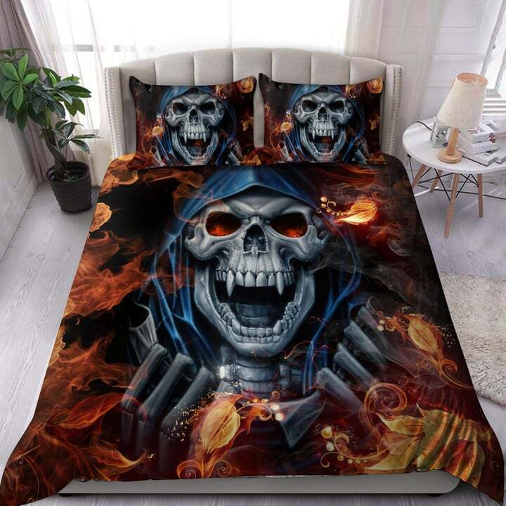 3D-Bettwäsche-Set mit indischem Druck, Totenkopf-Bettbezug, weicher Bettbezug, Geschenk