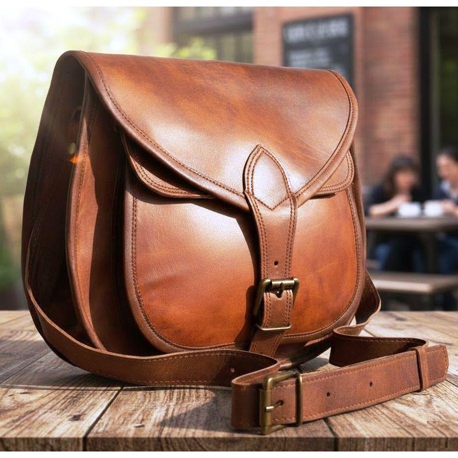 Torba podsiodłowa w stylu vintage z prawdziwej skóry koziej, brązowa torba listonoszka na ramię