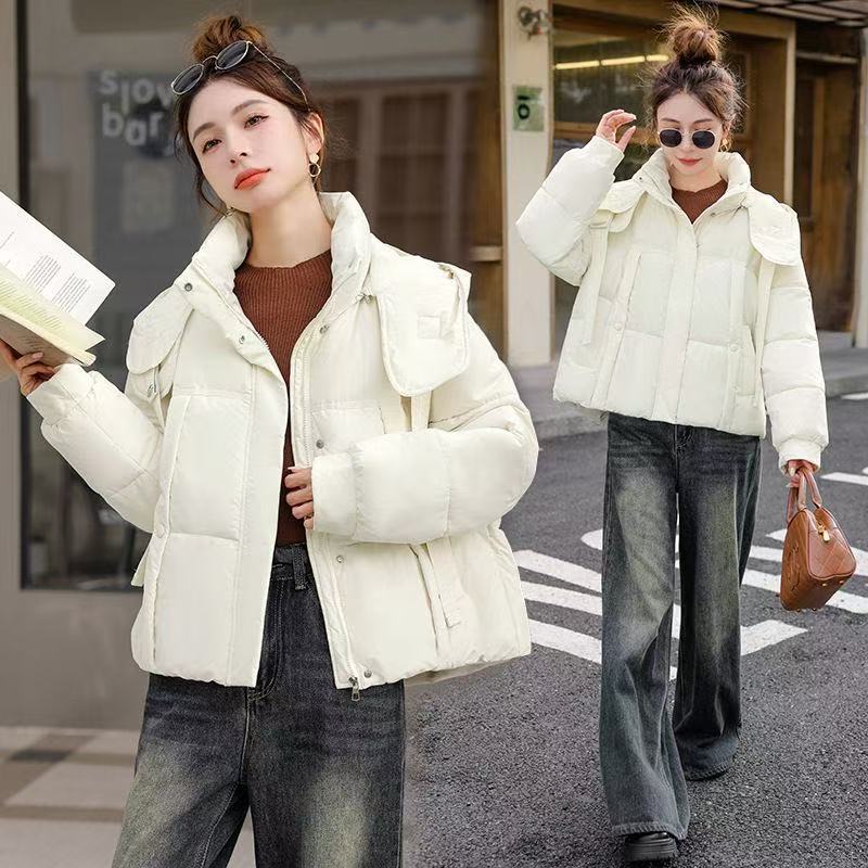 Winter cotton-padded clothes women's short models, new cotton-padded jackets, hooded streamers, age-reducing fashion, foreign-style bread clothes, th