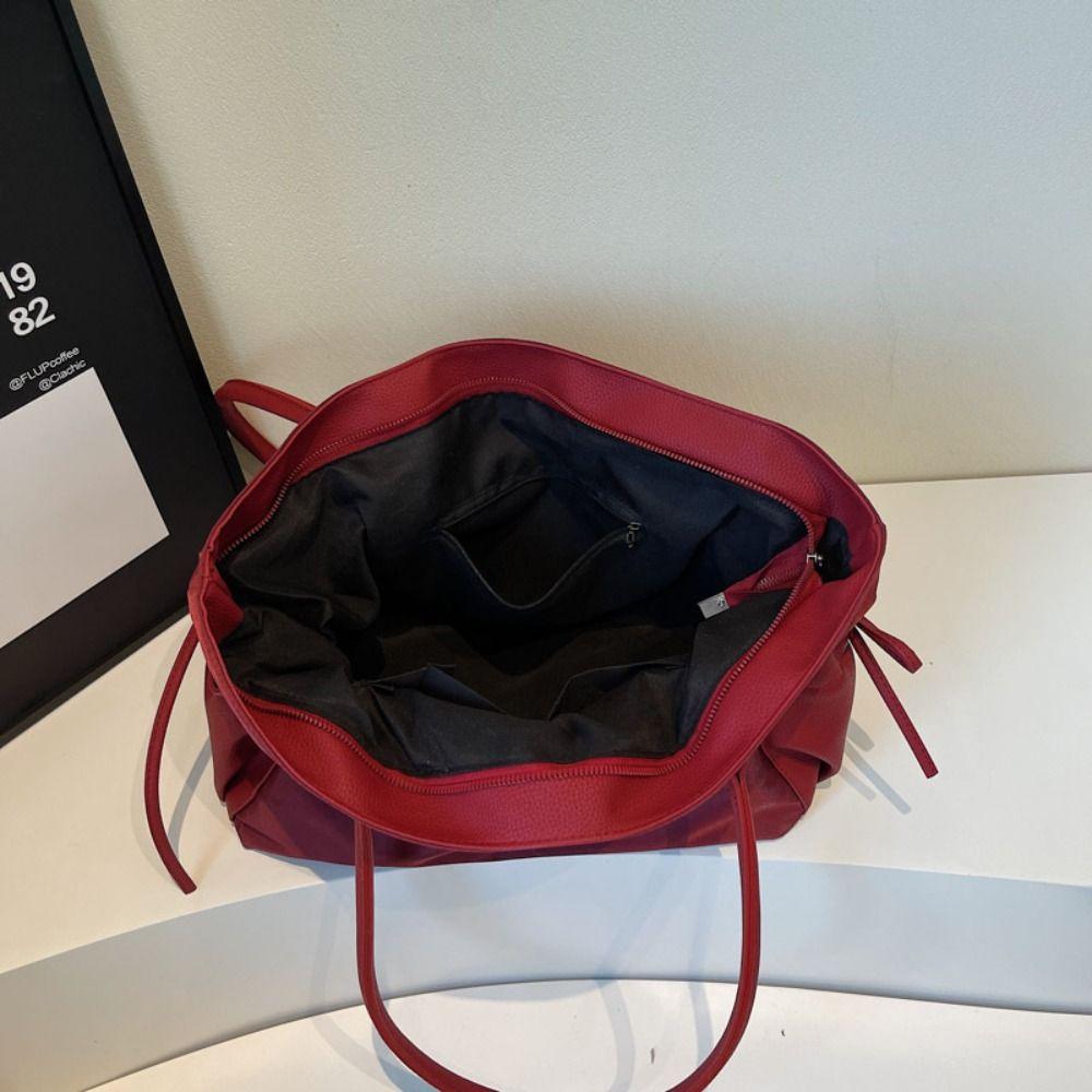 Zipper Nylon Cloth Tote Bag Lightweight Handbag Office Worker Tote Underarm  Bag  Travel