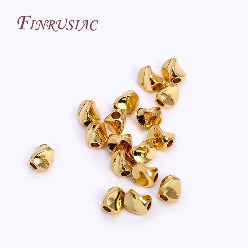 18K Gold Plated Twist beads, Irregular Faceted Spacer Beads, Brass Metal beads For DIY Necklace Bracelet Jewelry Making Supplies