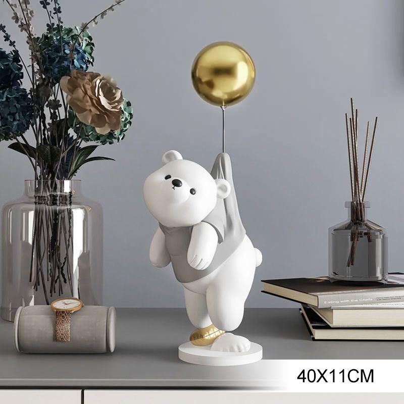 Resin Balloon Bear Figurines Decoration Home Room Table Statue Accessories Hotel Office Desk Sculpture Ornaments Birthday Gifts