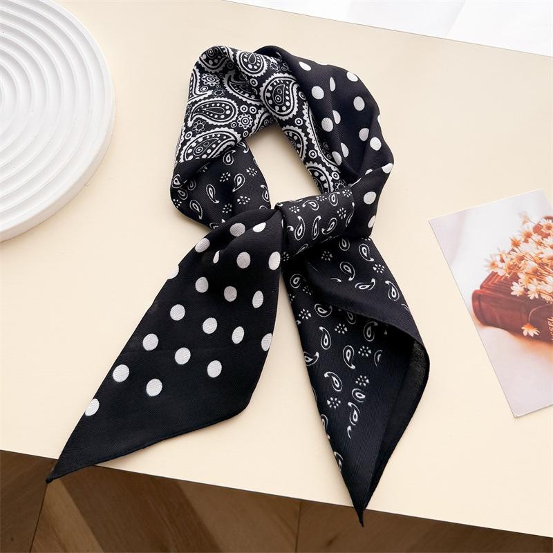 Cashew splicing polka dot imitation velvet herringbone pattern cotton and linen small square scarf silk scarf headscarf shawl decorative scarf scarf