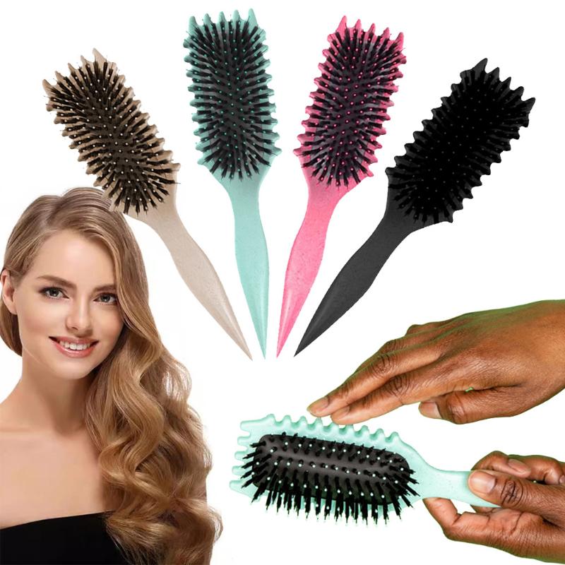 Spazzola Districante per Cuoio Capelluto Capelli Ricci Massaggio Cuoio Capelluto Pettine per Capelli Pettine a Cuscinetto d'Aria Setole Naturali Strumenti per lo Styling dei Capelli Strumenti da Barbiere