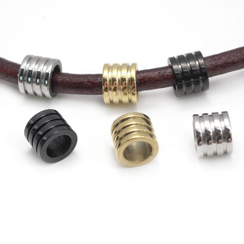 5 Piezas de Espaciadores Metálicos Tubulares de Acero Inoxidable para Hacer Joyería Agujero Grande DIY Amuletos Hechos a Mano para Hacer Pulseras de Cuero