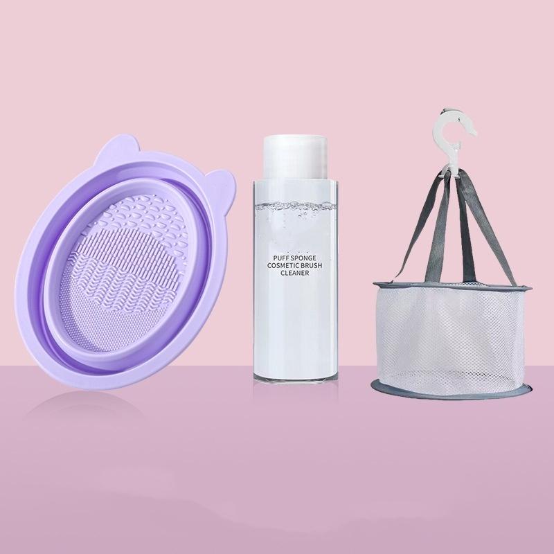 

1 шт. косметическое чистящее средство для кистей, пуховка для макияжа, яйцо для хранения, набор из 3 предметов, сетка для сушки, силиконовая складная миска 25cm*15cm*4cm ярко лаванды