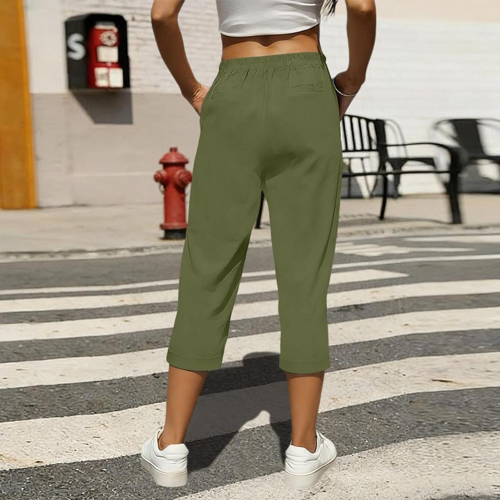 Women's Casual And Fashionable Color Loose Pants With Pocketes