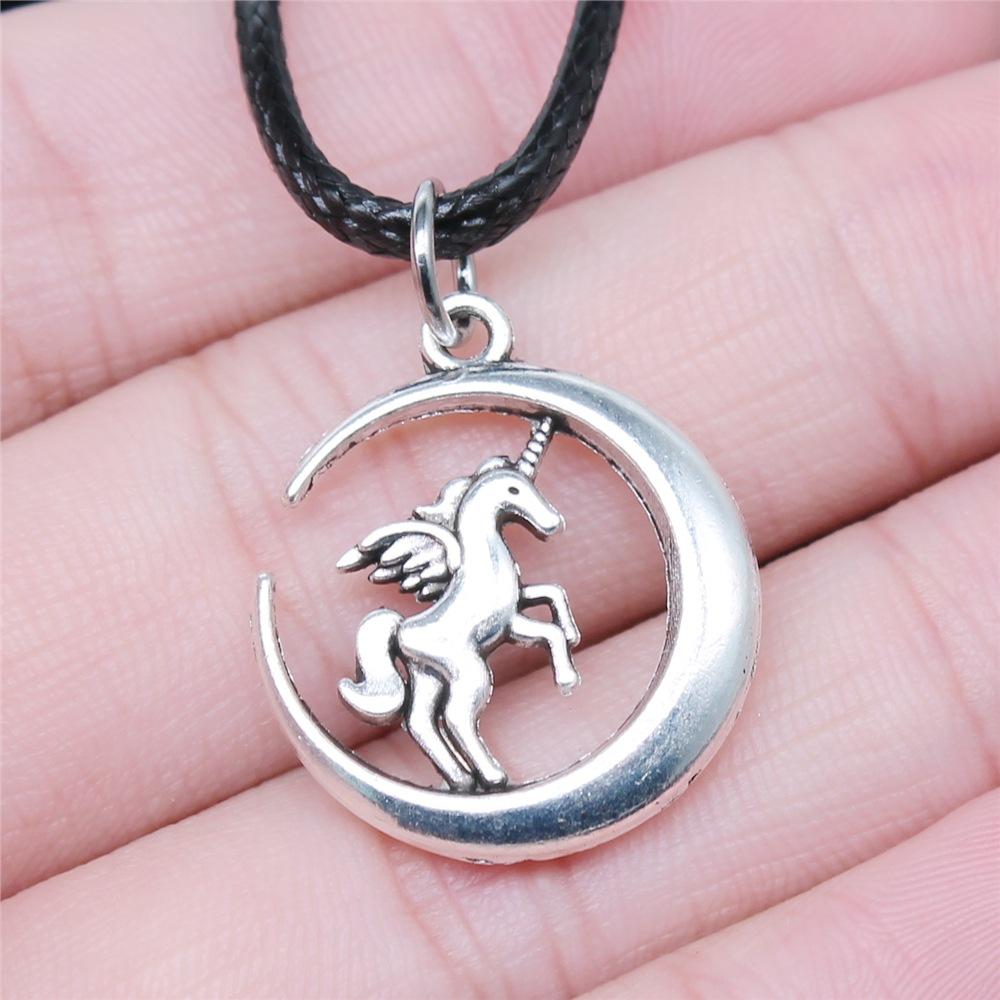 30 Styles Unisex Amulet Wicca Jewelry Gift Sun Moon Star Pentagram Pendant Necklace Black Leather Cord