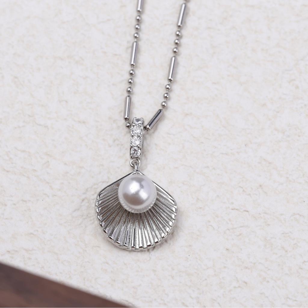 New Pearl Shell Pearl Silver Necklace ins Necklace Niche Gift