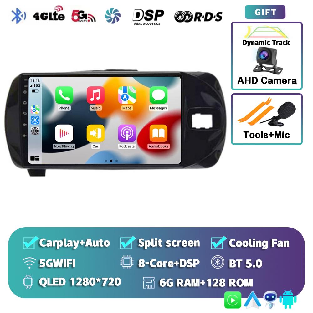 Android 14 Carplay For Toyota Vitz 3 XP130 2014 2015 2016 2017 2018 2019 Car Radio Multimedia Video Player Navigation GPS Stereo