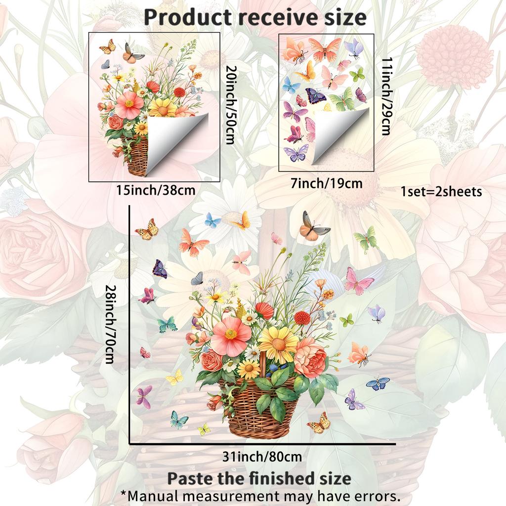 Flower and Butterfly Theme Window Decals Are Suitable for Use As Wall Stickers On Balconies, Bedrooms and Entrance Areas.