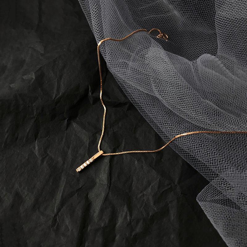 ANENJERY Simple Strip Geometric Cubic Zircon Necklace Color Clavicle Chain Charm Necklace For Women