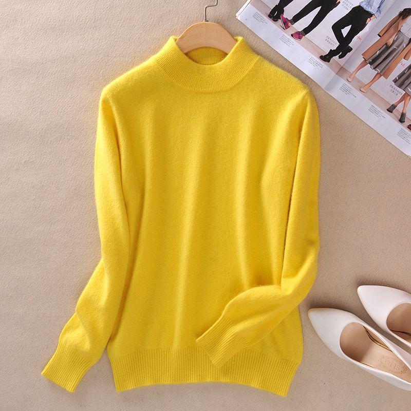 Women's Slim Cozy Knitted Half-turtleneck Cashmere Wool Jumper For Winter Warmth