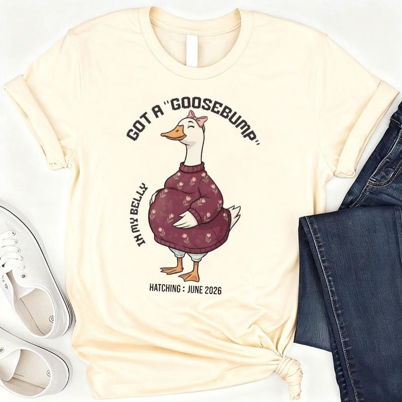 Funny Goose Pregnancy AnnounceUnisext Shirt Set Expecting Couple Apparel Crew Neck Outdoors High Quality Cotton Shortsleev Tees
