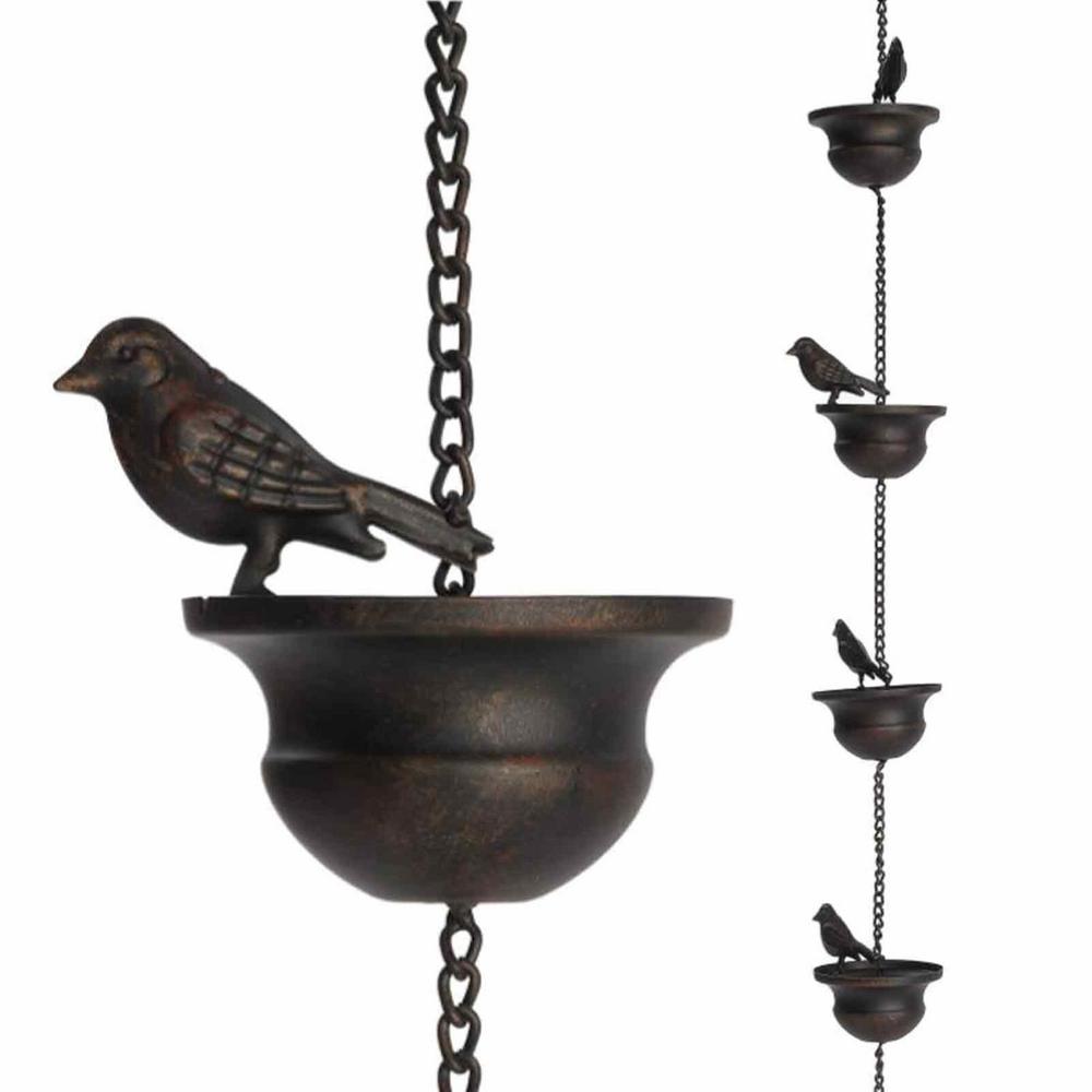 Mobile Birds On Cups Rain Chain Rain Catcher For Gutter Roof Decoration Metal Drainage Rain Chain Downspout Tool