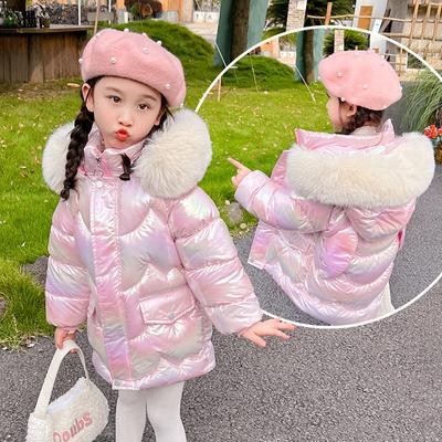 Jaquetas Brilhantes de Inverno para Crianças Casacos Quentes para Meninas Macacão de Neve Infantil Roupa Exterior Espessa com Capuz para Adolescentes Roupas de Algodão Parkas