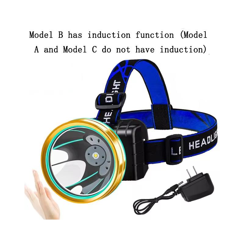 1PC Blue Headlamp Portable Super Bright Flashlight Bicycle Flashlight Rechargeable Camping Headlamp Rotatable Fishing Headlamp