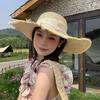 Internet celebrity sweet woven straw hat women's summer French seaside vacation sun hat big brim shading sun protection hat