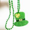 St. Patrick's Day Necklace Irish Clover Bead Chain Festival Party Jewelry Women's Lucky Green Pendant