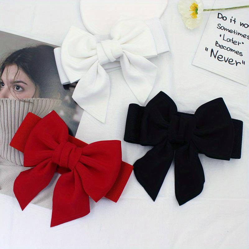 Women Stretch Waist Belt Straps Elegant Wide Side Waistband Large Bow Elastic Belts For Girls Dress Coat Cummerbunds Corset