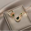 Women's Fashion Clavicle Chain: Emerald Micro-Paved, Real Gold, Zircon Full Diamond, Green Gemstone, New Simple Niche Design