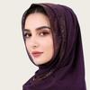 Full Cover Rhinestone Chiffon Scarf Solid Color Breathable Prayer Hijab Crinkle Shawl