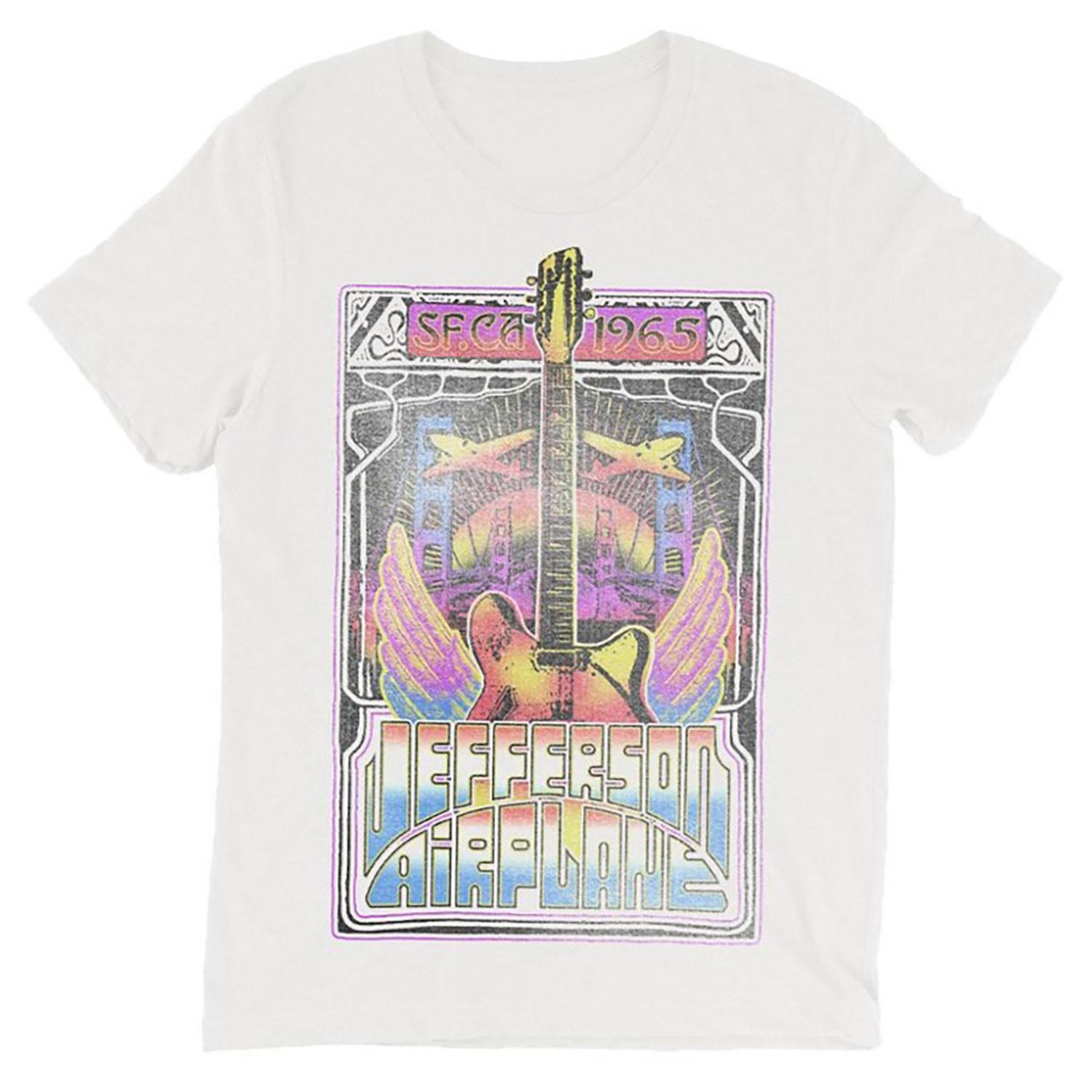 Men s Jefferson Airplane Guitar Wings T-shirt Medium White S
