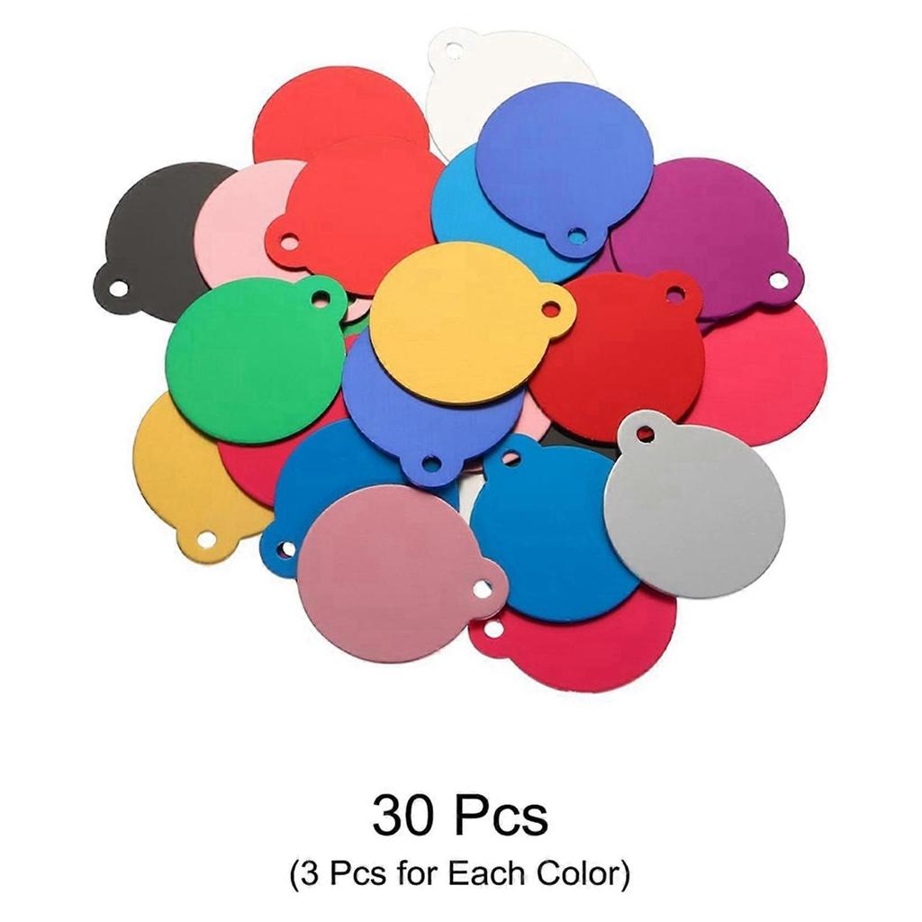90PCS Round Laser Engraving Blanks Tags, Stamping Blank Tags, Dog ID Tag, 10 Color DIY Metal Tags for Pet, Craft Tags