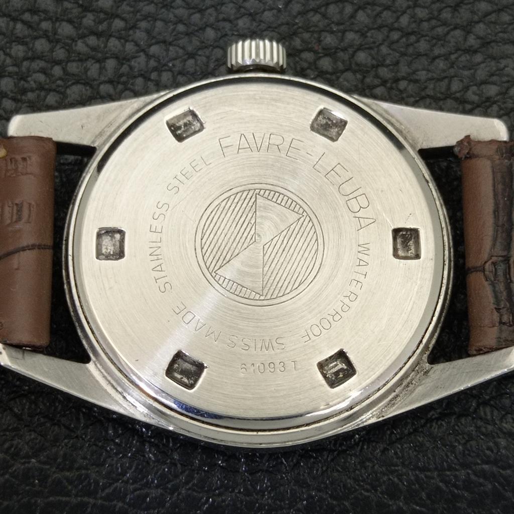 VINTAGE FAVRE LEUBA SEA KING HAND-WINDING SWISS MENS SIGN CASE WATCH A702028-5 R208-a702028