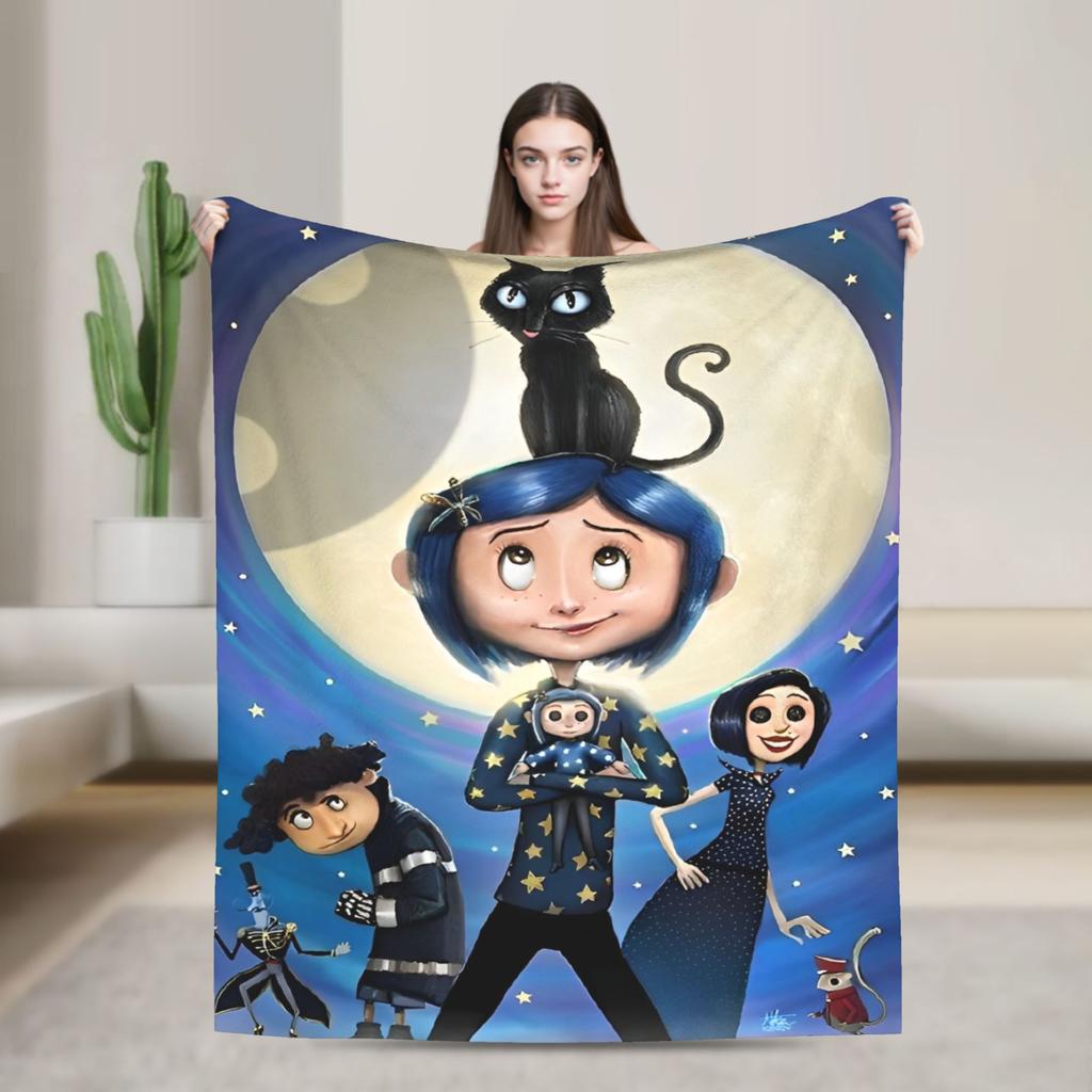 Super Soft BlanketChild Airplane Travel Coralines Throw Blanket Horror Flannel Bedspread For Living Room Comfortable Sofa Cover