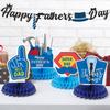 Happy Father'S Day Decorations Glitter Banner Black Blue Father'S Day Honeycomb Centerpieces For Tables 3D Banner Papa'S Theme P