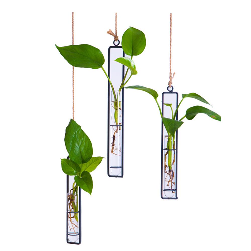 Hydroponic Green Plant Container Long Glass Hanging Delicate Decorative Hydroponic Vase for Living Room Porch Balcony