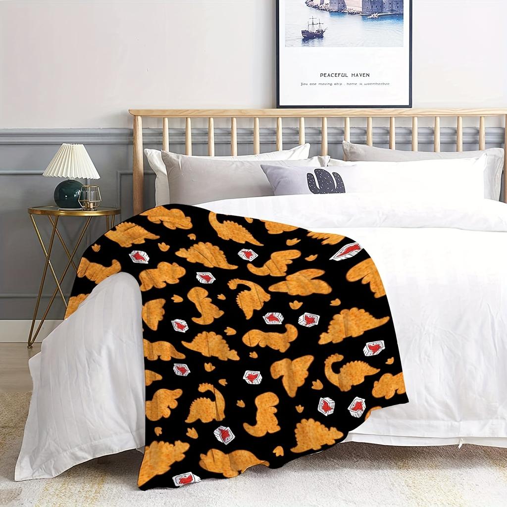 Comfortable Dinosaur Chicken Cut-Out Fur Rug - Soft all-season fleece sofa blanket, suitable for offices and camping