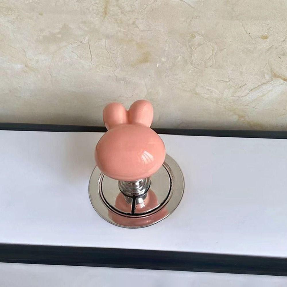 

Экономящая труд кнопка для унитаза Милая ручка для мебели в виде кролика Креативная кнопка для унитаза розовый