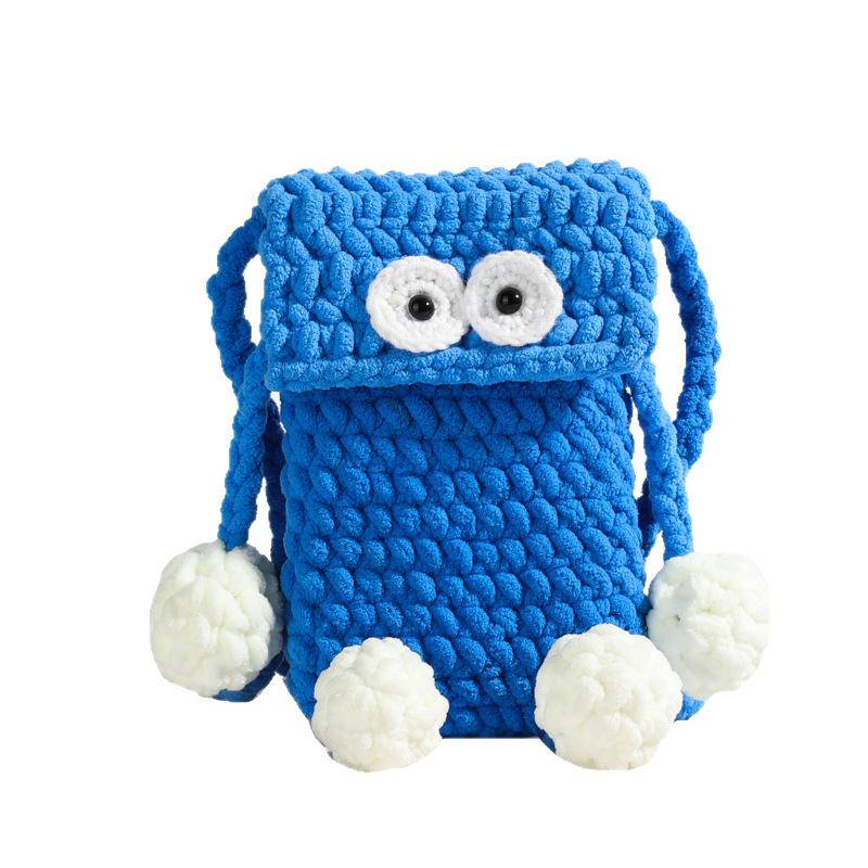 

2025 новая сумка для мобильного телефона/вязаный мультяшный синий