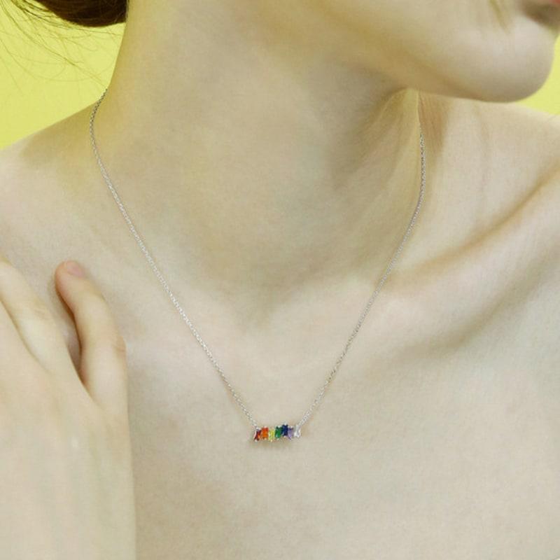 

Shertz Rainbow Combo Cubic Necklace (14k) rose gold