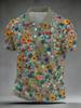 Plus Size Men'S Short-Sleeved Polo Colorful Floral Style Casual Lapel T-Shirt Plus Size Colorful Small Flower Print Print Outdoor Fat Short-Sleeved