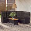 Corner Sofa - Reclining - Black - Woven Resin - Adjustable Backrest - Removable Cushions