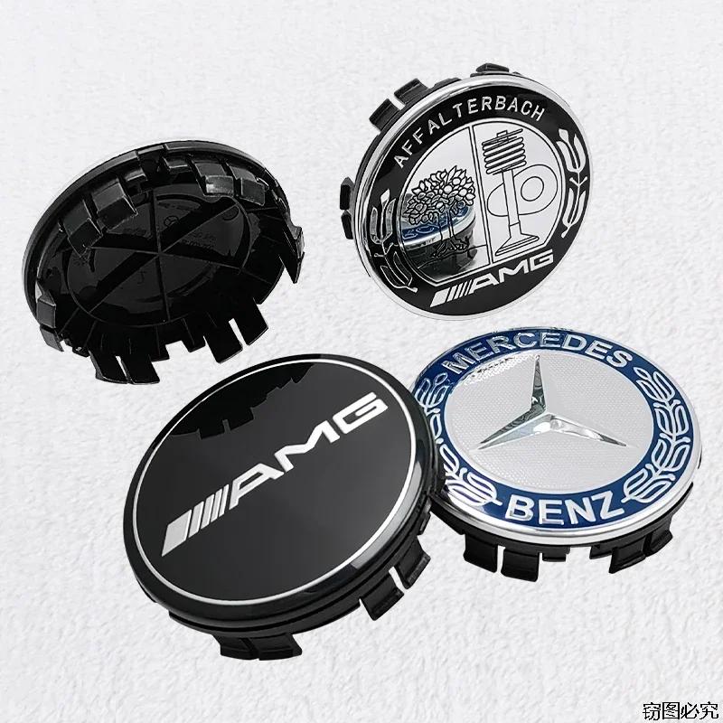 New4 Pièces/ensemble 75mm Capuchons De Moyeu De Roue De Voiture Pour Mercedes Benz AMG Emblème GLA200 W203 W204 W205 W209 W210 W