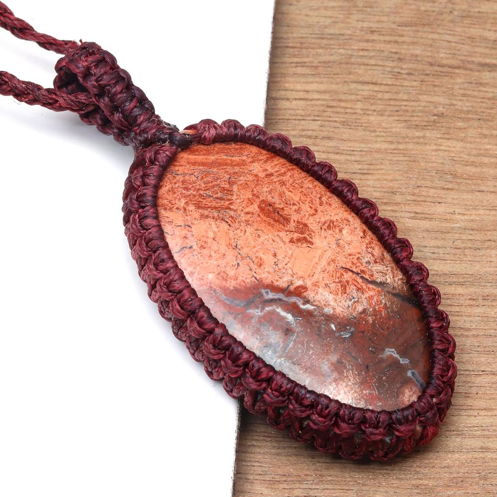 Pendant Necklace Macrame Picture Jasper The Yoga Crystal ? Gemstone Jewelry