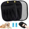 2Pcs Pet Hair Removal Glove for Cats & Dogs, with 2Pcs Toothbrush, Upgraded Five-Finger Electrostatic Pet Hair Gloves, Washable Reble Pet Hair