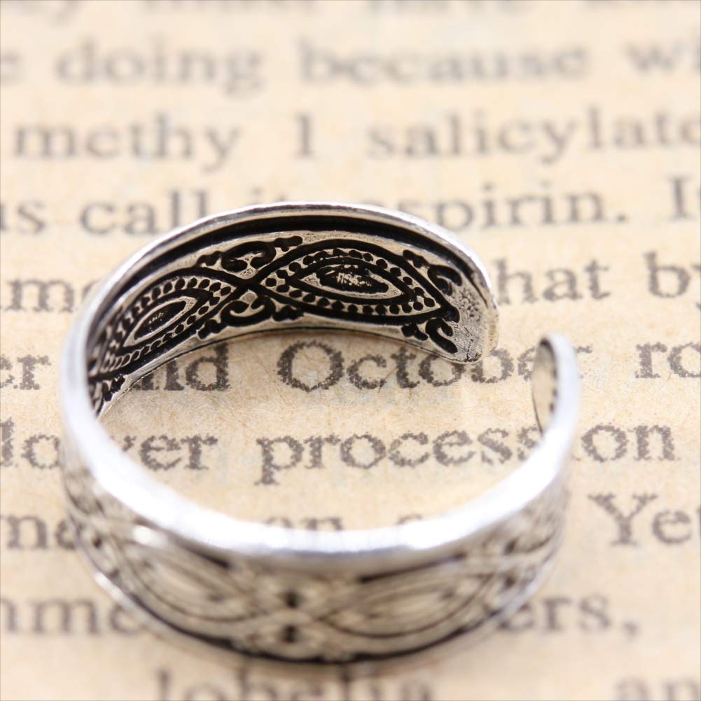 Orris Toe Ring, 925 Sterling Silver, Adjustable Size, Simple, Men's (Ethnic)