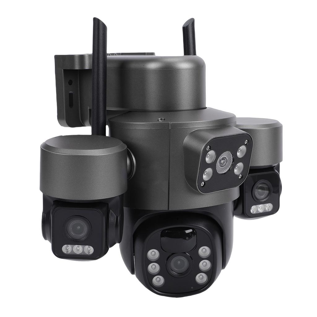 3 Lens Solar Security Camera 6MP HD 360 Degree Viewing Angle IP66 Water Proof Motion Detection WiFi Smart for Outdoor