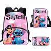 Stitch Kids School Backpack Set Elementary Students Oxford Fabric Ergonomic Design Printed Cartoon 3-Piece Bundle